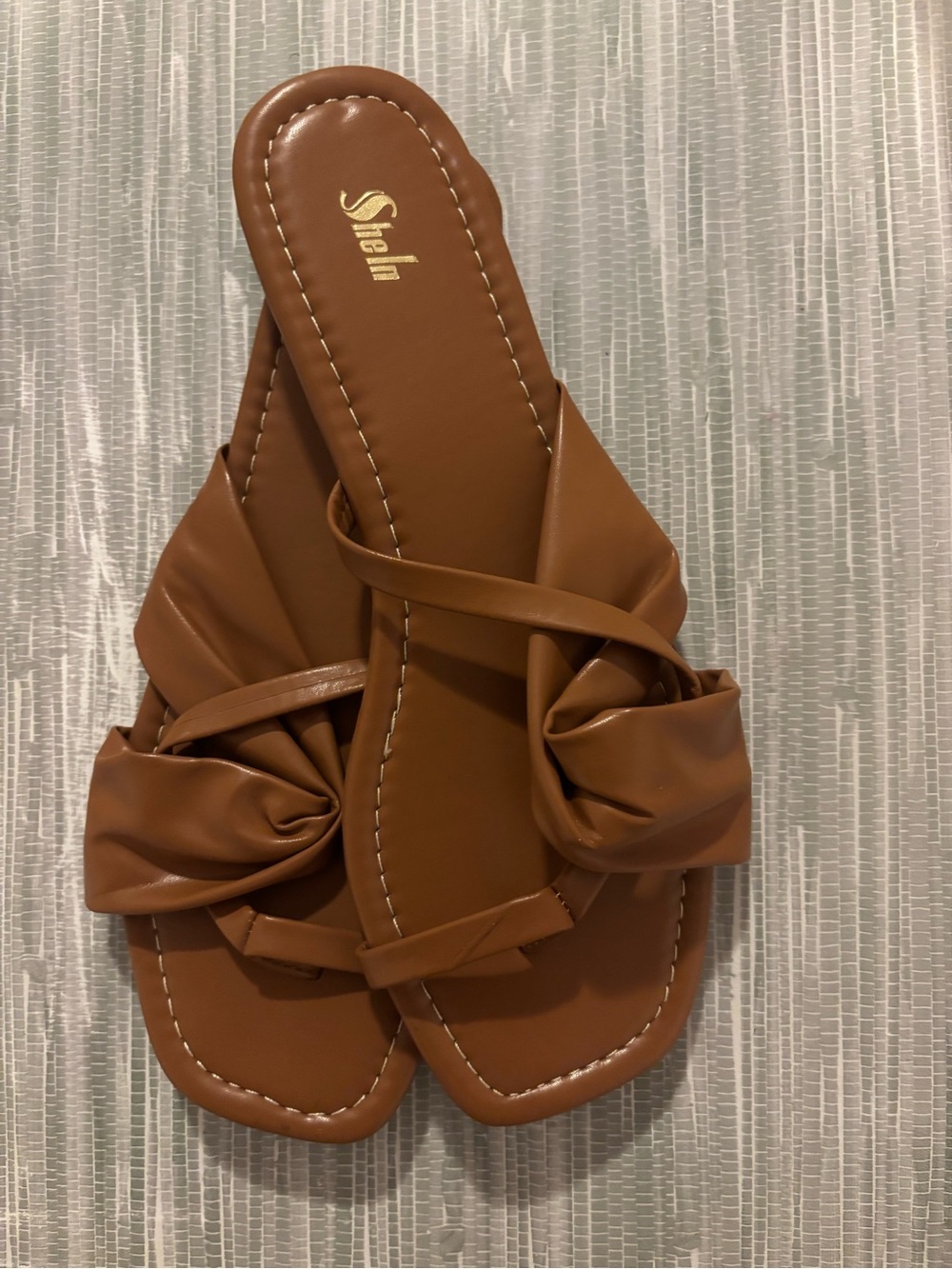 SHEIN Tan Knotted Slide Sandals